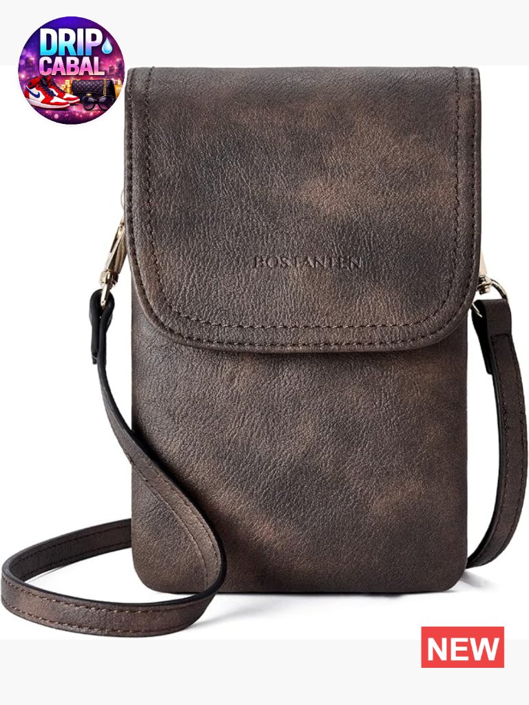 Vegan Leather Small Crossbody Bag Cell Phone Wallet Adjustable Strap